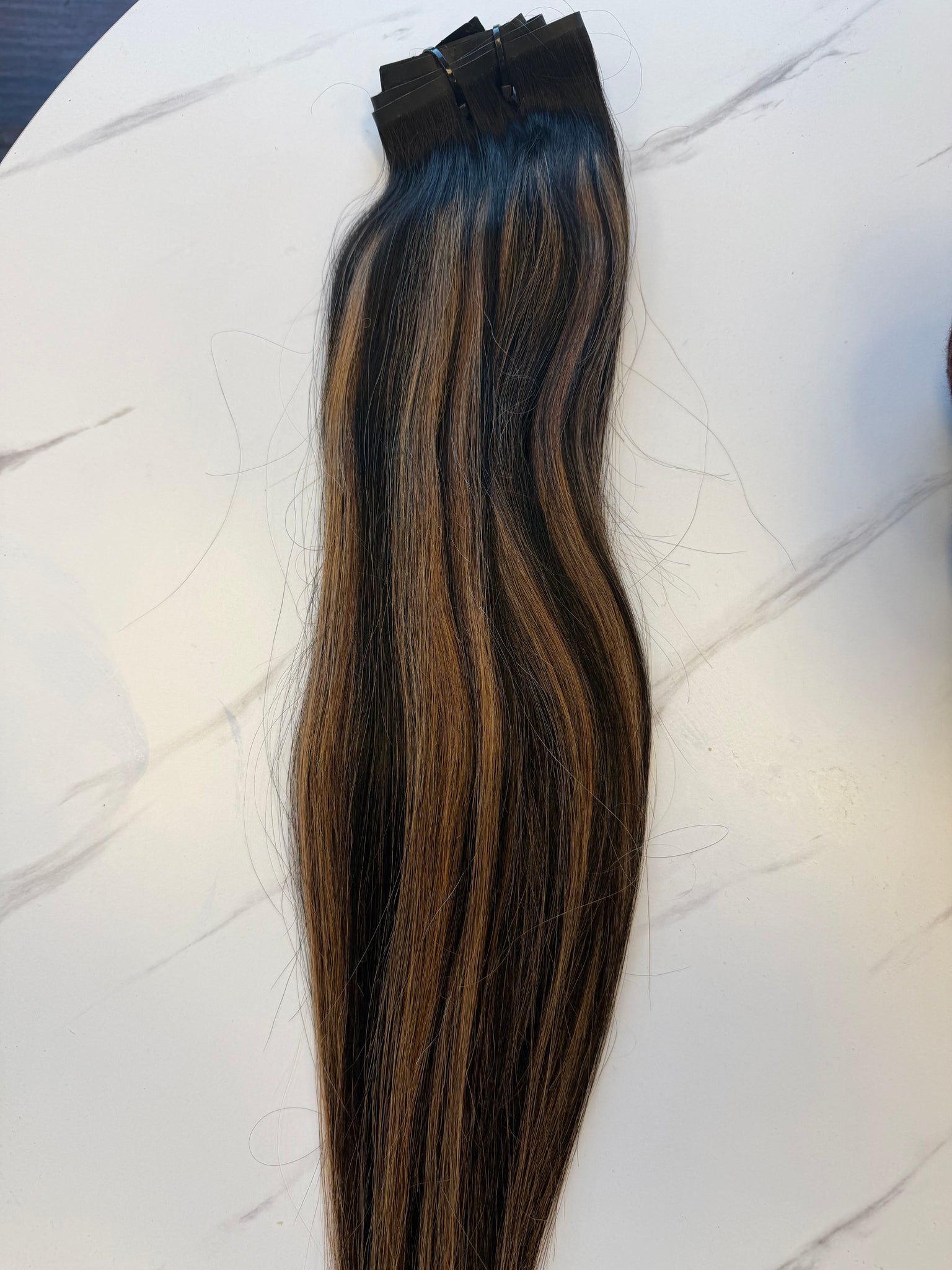 Dark Ash Blonde And Black Clip-In Hair Extensions