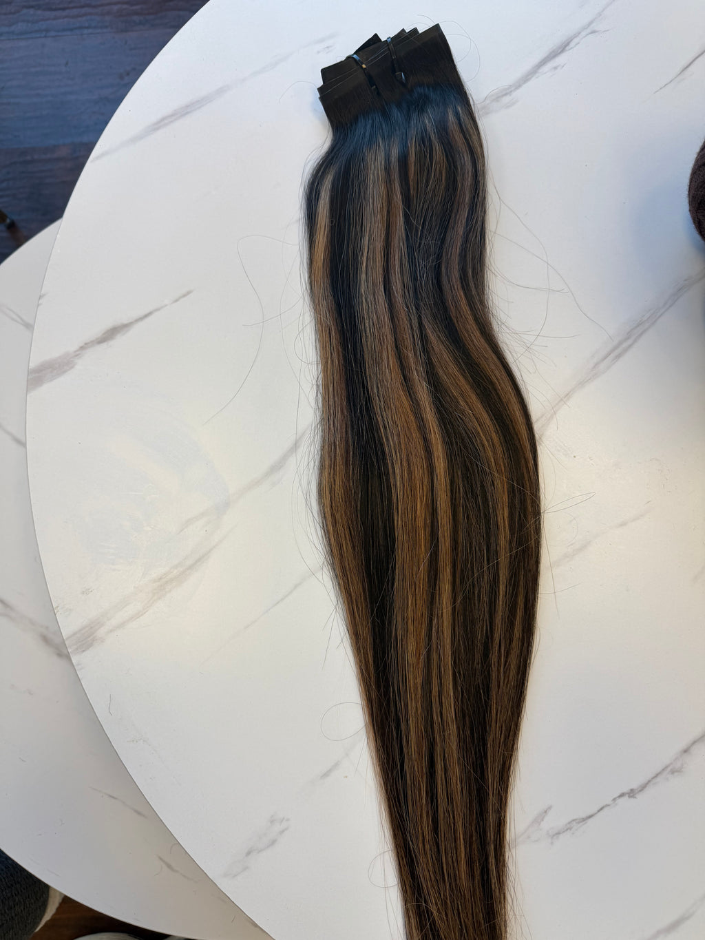 Dark Ash Blonde And Black Clip-In Hair Extensions