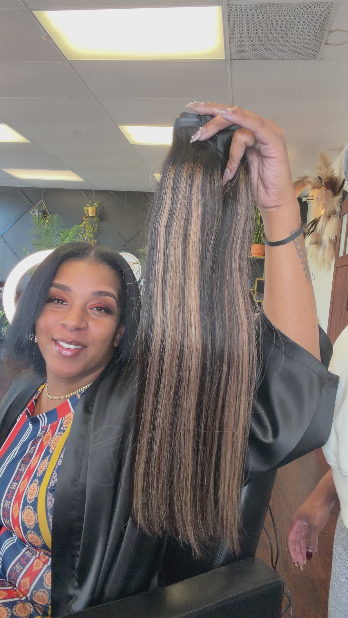 Dark Ash Blonde And Black Clip-In Hair Extensions
