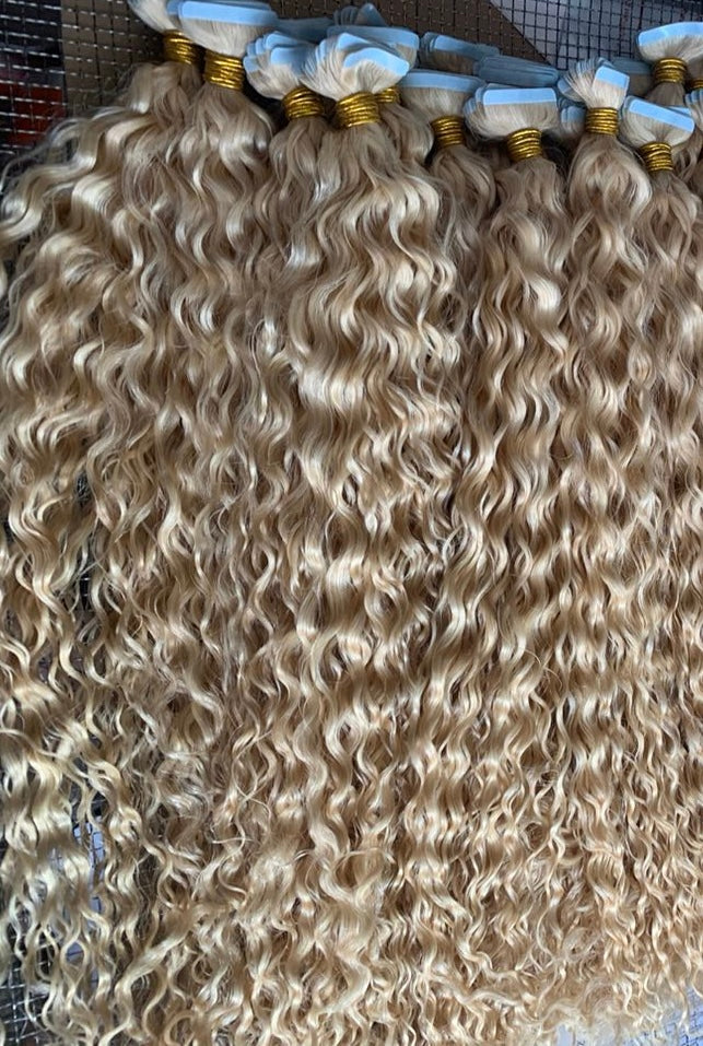 Raw Curly Blonde Tape ins