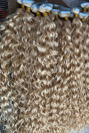 Raw Curly Blonde Tape ins